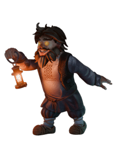 The Domovoy, a Slavic household spirit, holding a lantern in Forgotten Eras